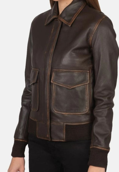 Brown Leather Jacket For Women