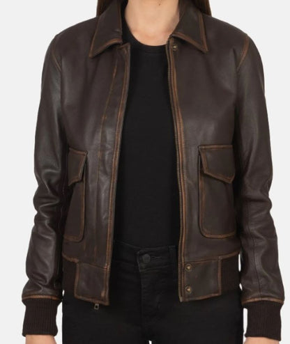 Brown Leather Jacket For Women