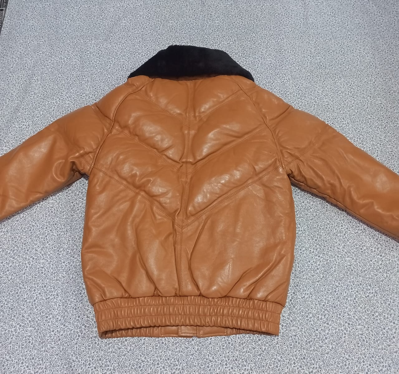 V Bomber leather jacket for men