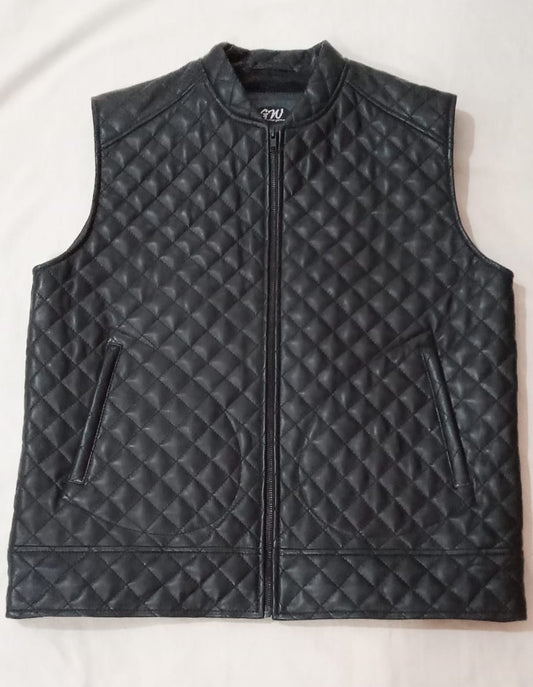 Quilted leather vest for mans